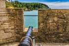 Cannon at Dartmouth Castle, Kingswear, Devon, England. Castle originally built 1300s. Art Print